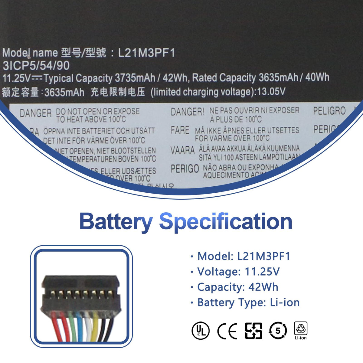 ANTIEE close-up of battery connector showing pin alignment for correct fit benefit