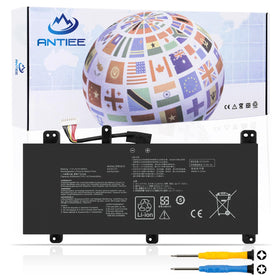 ANTIEE front view of replacement battery showing model and fit, restoring laptop runtime
