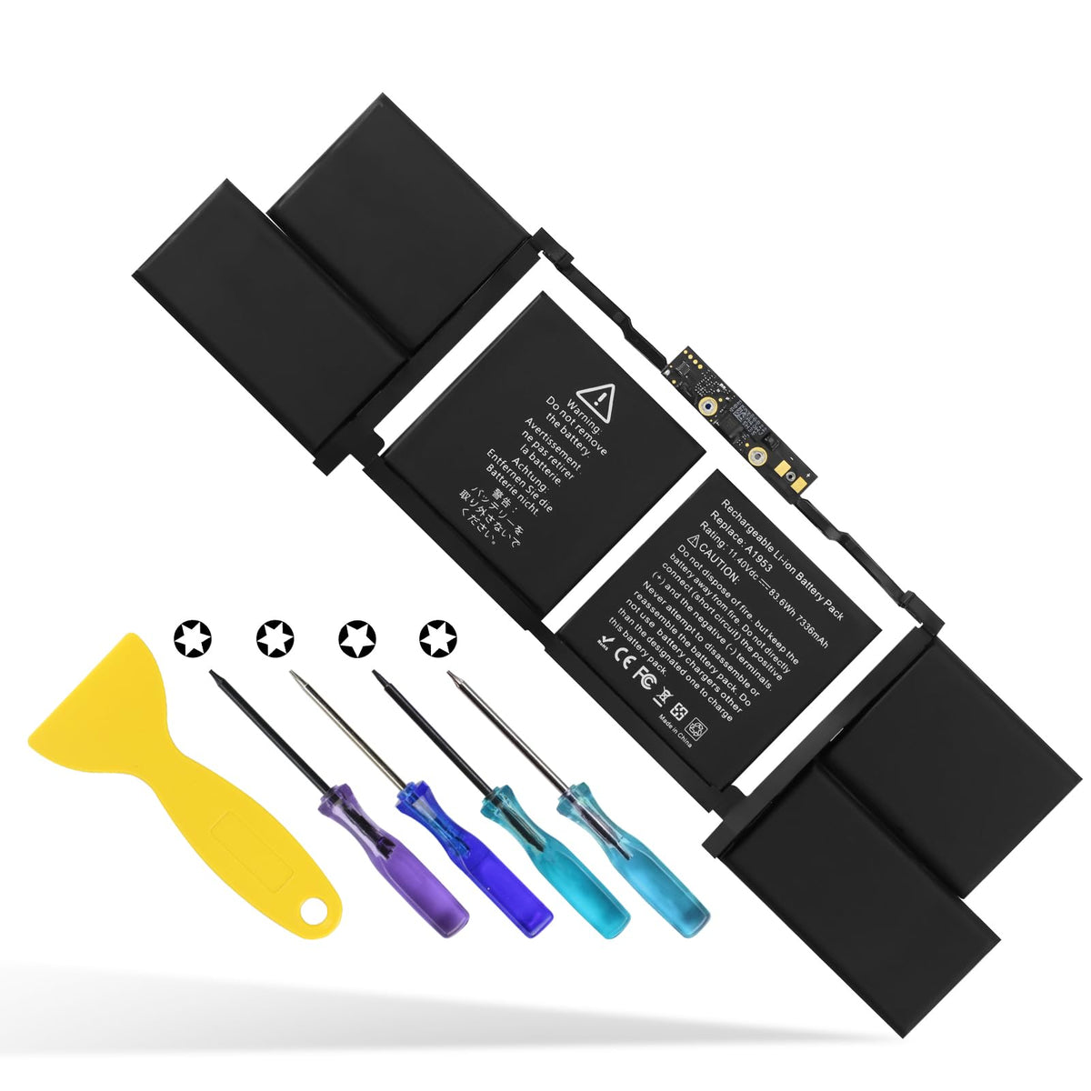 ANTIEE front packaging for MacBook Pro 15 replacement battery showing clear fit and benefit