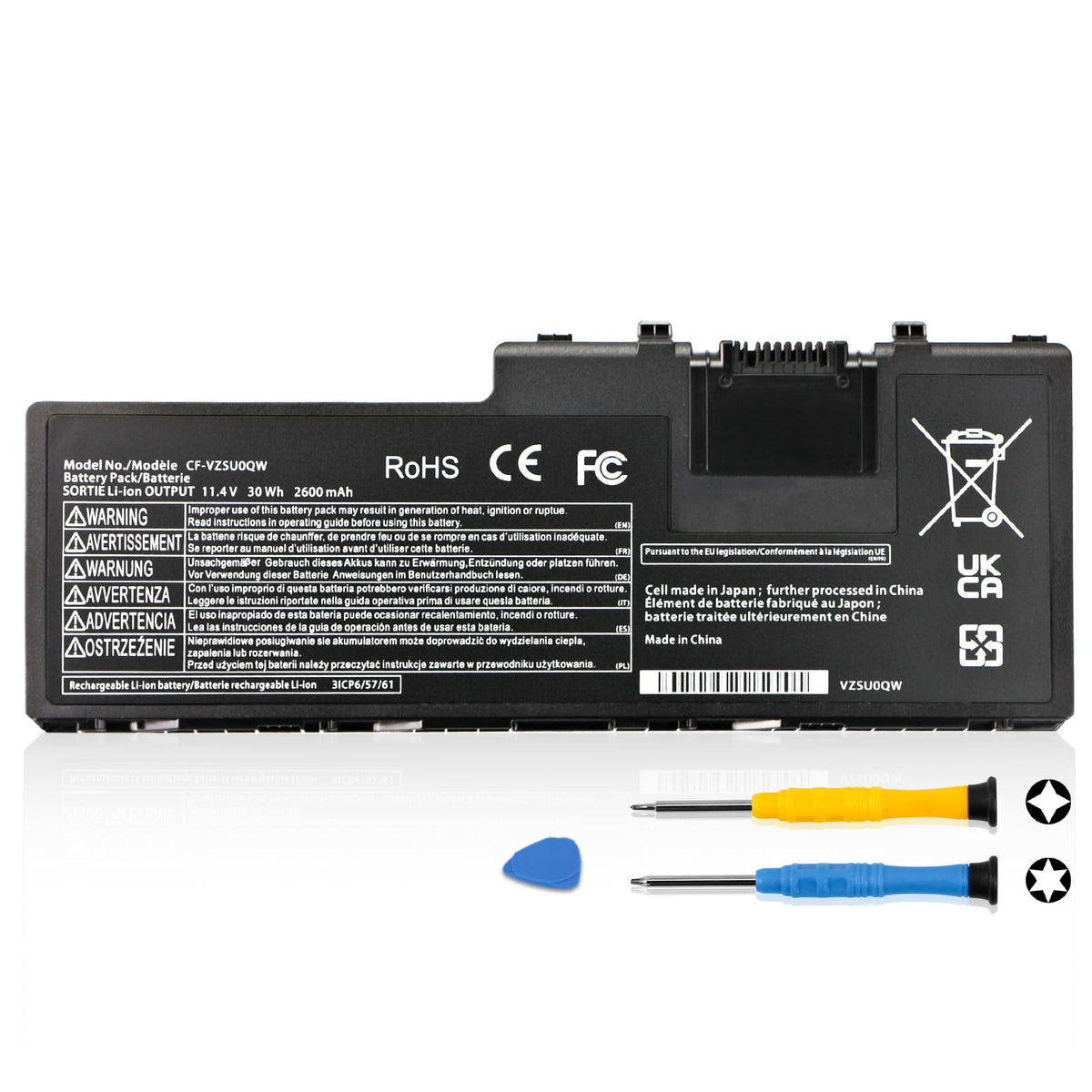 ANTIEE front view battery showing exact Panasonic fit and reliable replacement