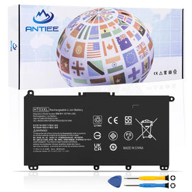 ANTIEE HT03XL battery close-up shows compact 3-cell Li-ion design