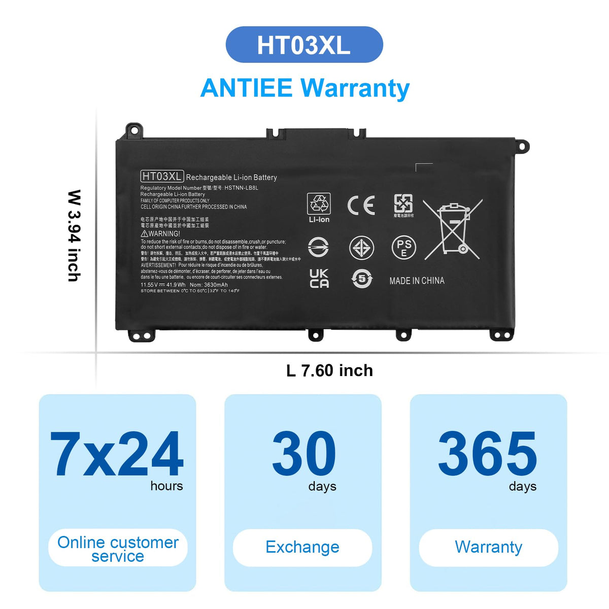 ANTIEE HT03XL voltage readout showing stable 11.55V