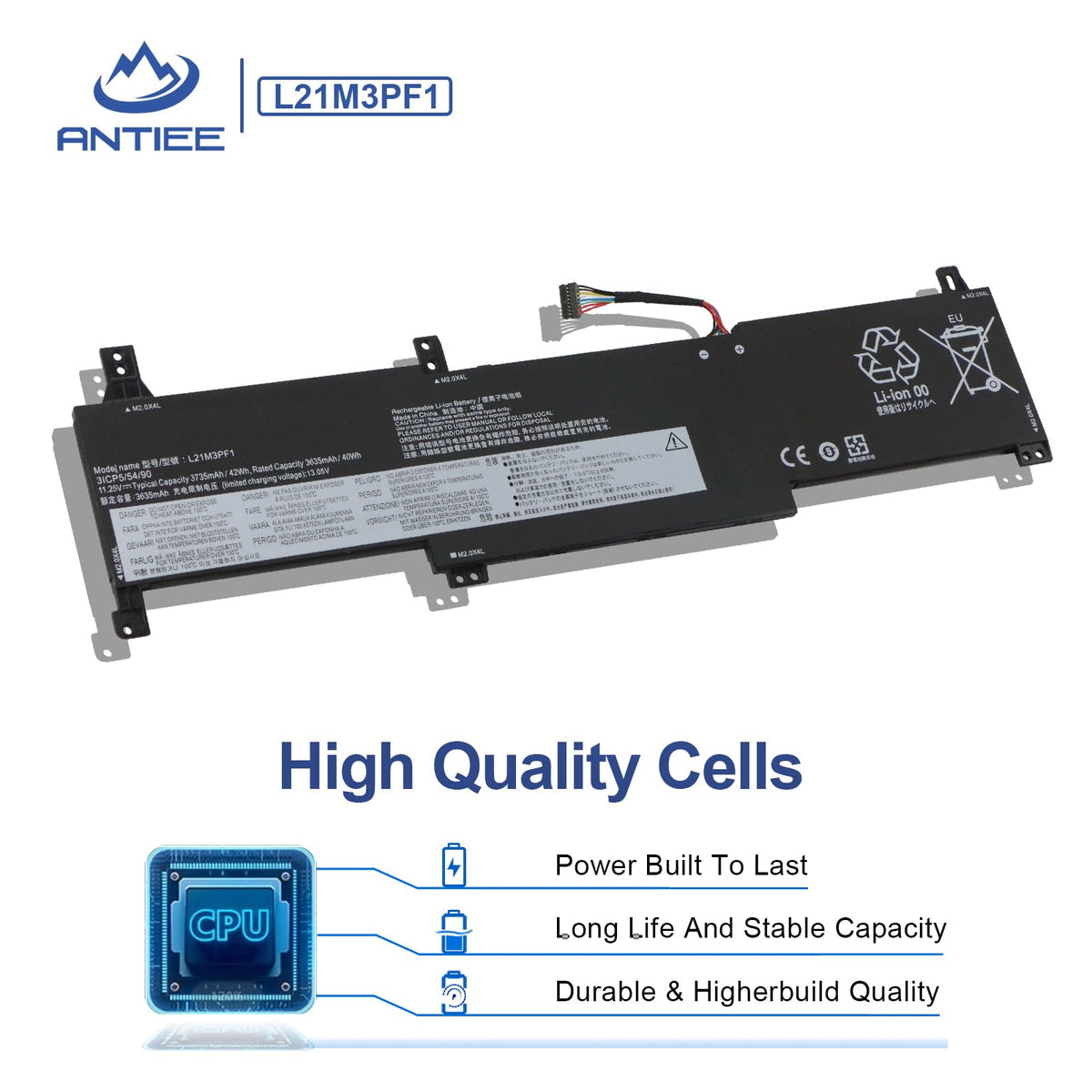 ANTIEE battery installed in a Lenovo 14-inch IdeaPad demonstrating direct-fit benefit