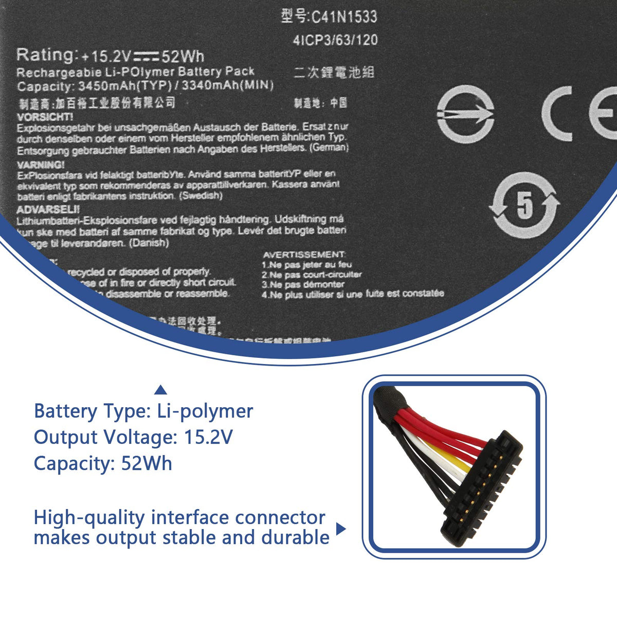 ANTIEE close-up of top label C41N1533 showing compatibility and clear identification