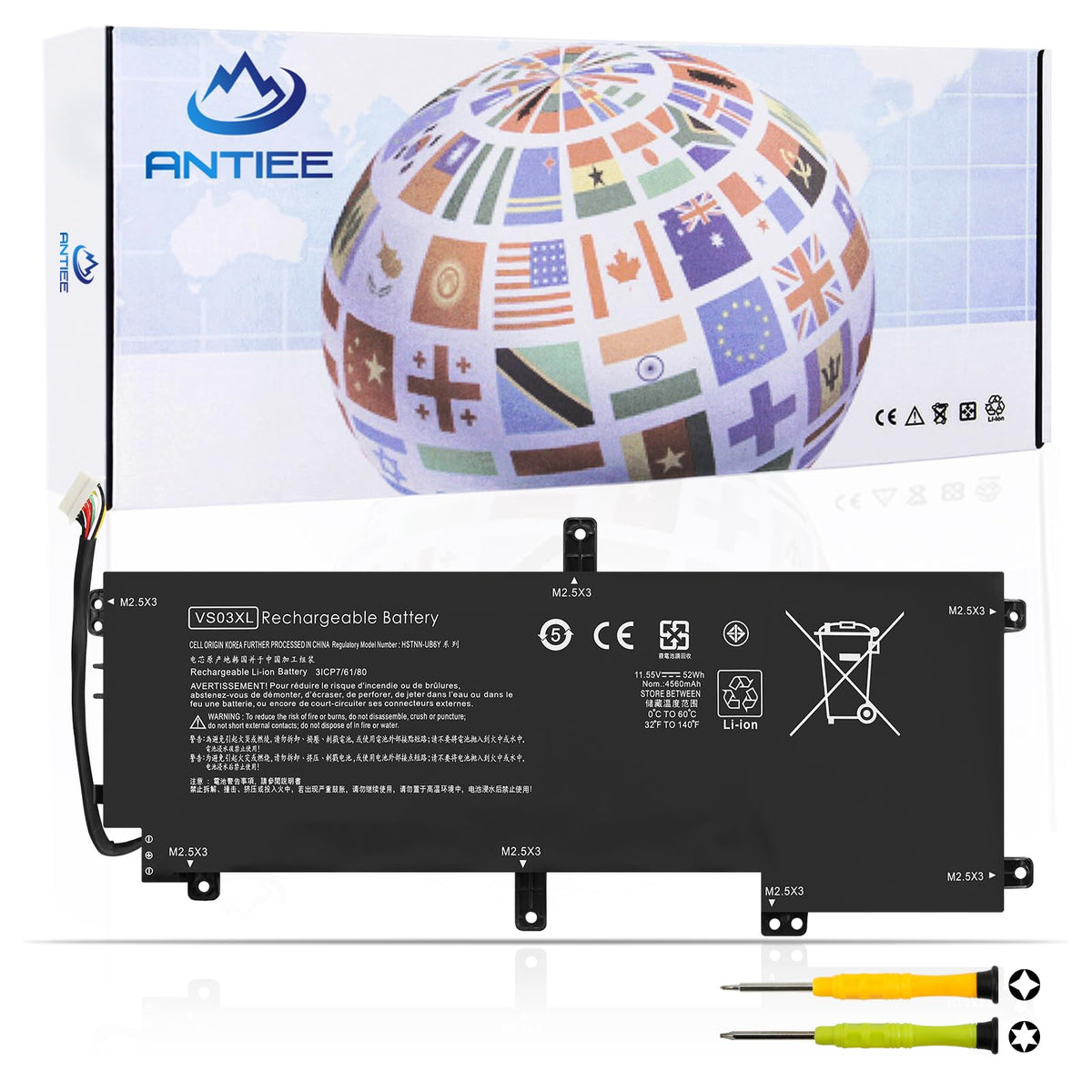 ANTIEE VS03XL battery for HP Envy 15-AS ready for installation.