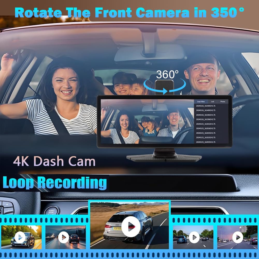 Antika 360-degree rotation dash cam captures road and interior angles