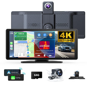 Antika wireless CarPlay screen with 4K front dash cam for daily driving