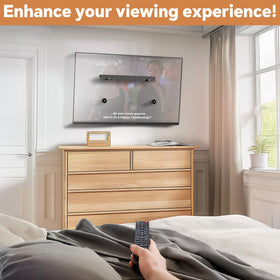 No-drill installation minimizes wall damage while mounting a 12-55 inch TV.