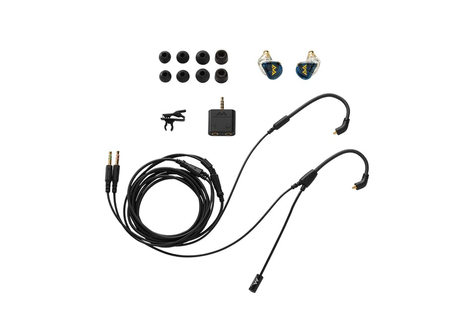 Antlion Audio Kimura Duo in-ear headset front view with resin shell and compact mic for gaming and music