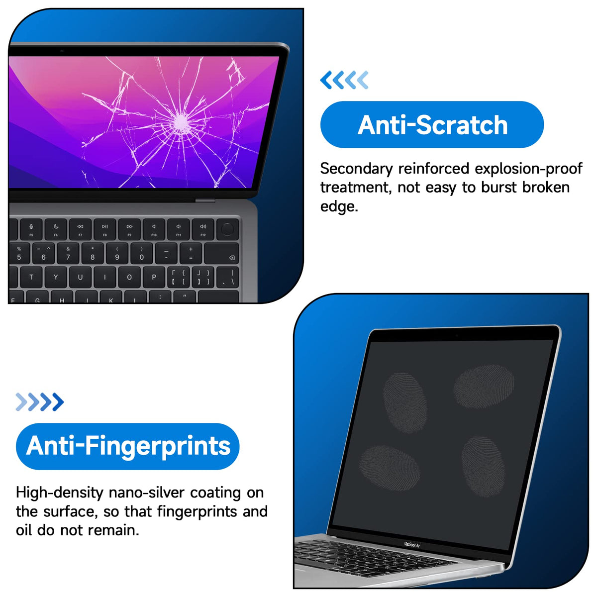 ANTOGOO V anti-glare film eases eye strain during long work sessions.