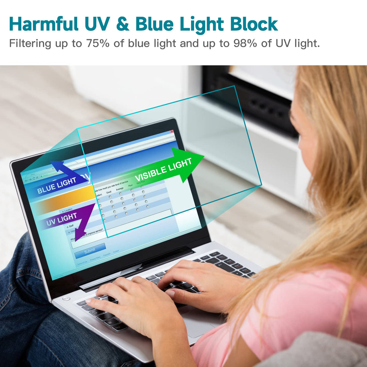 ANTOGOO V blue light protection layer helps ease eye strain during long work