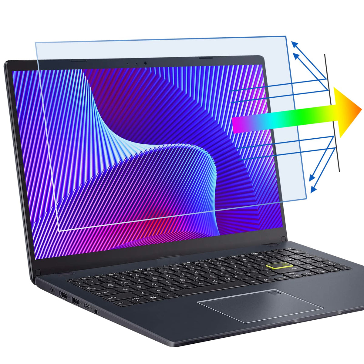 ANTOGOOV blue-light screen protector for 15.6-inch laptops reduces eye strain during long work sessions.