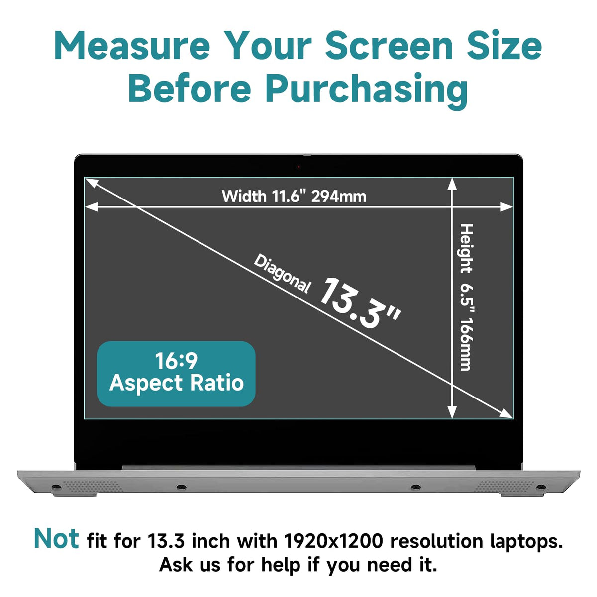 ANTOGOO V compatible 13.3 inch protector for 16:9 laptops with glare reduction.