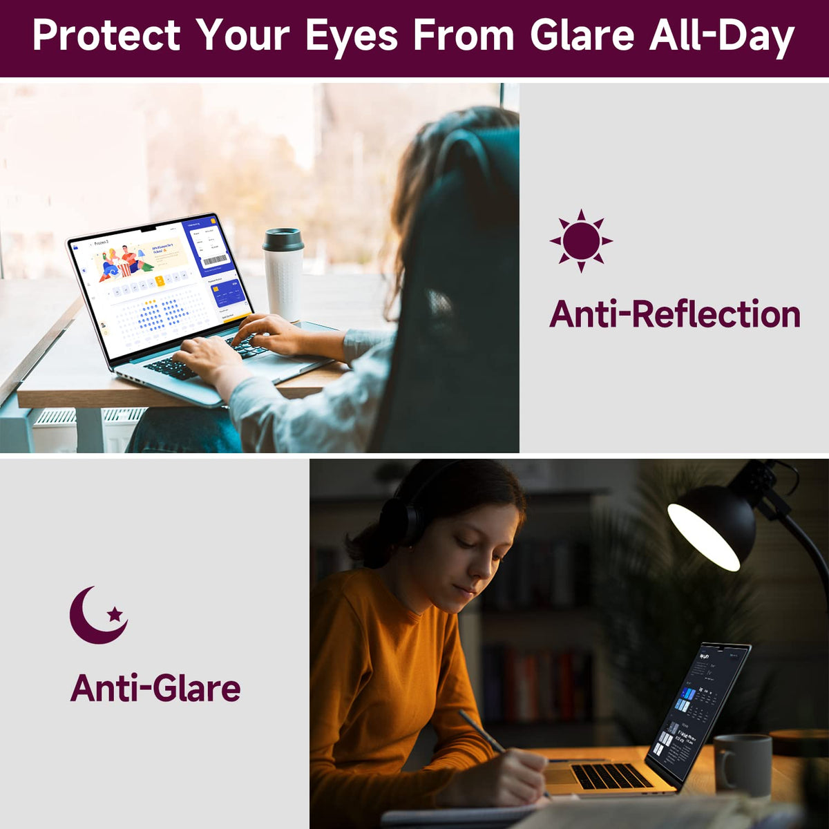 Matte finish minimizes glare in bright environments for clearer text.