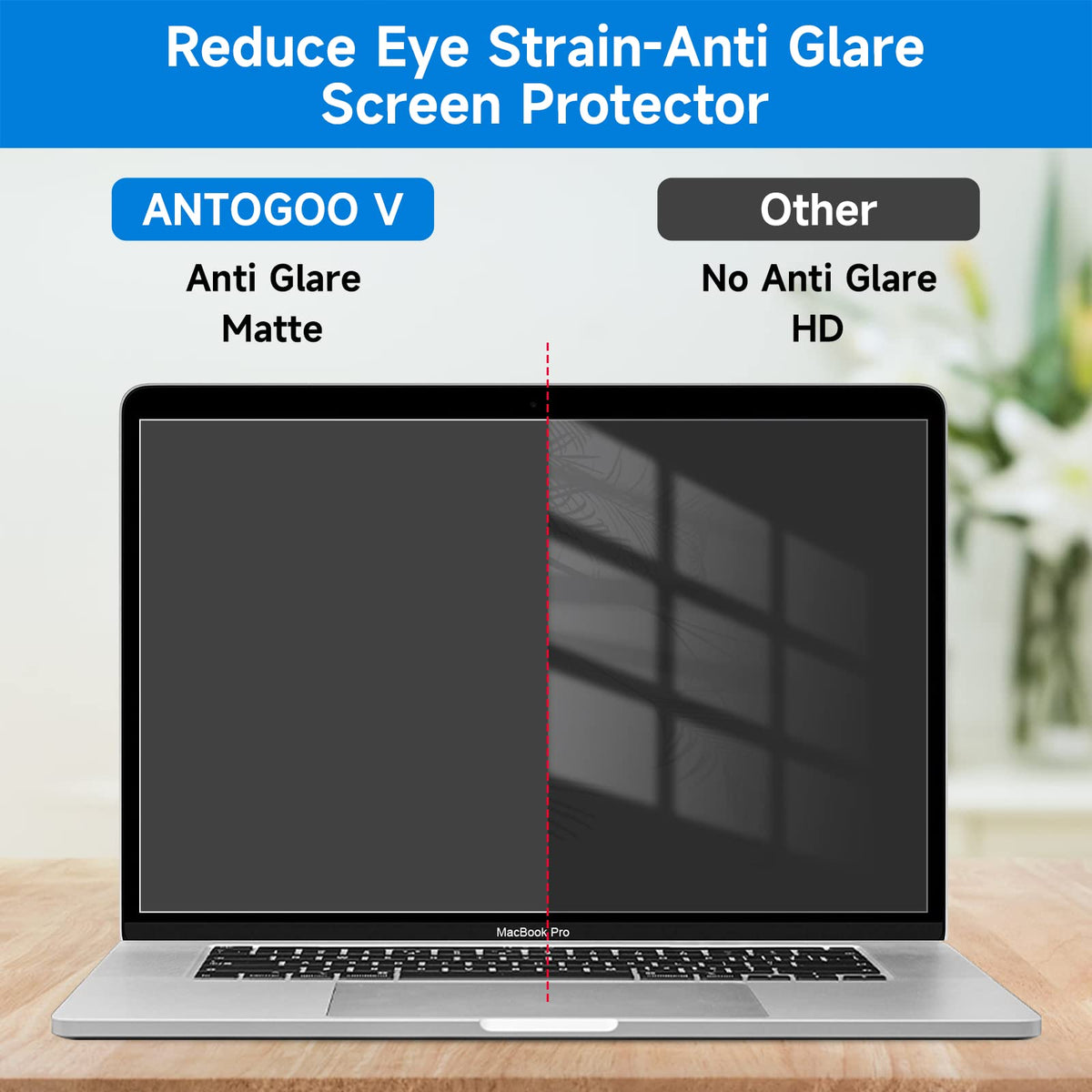 ANTOGOO V fingerprint-resistant matte film keeps the MacBook screen clean.