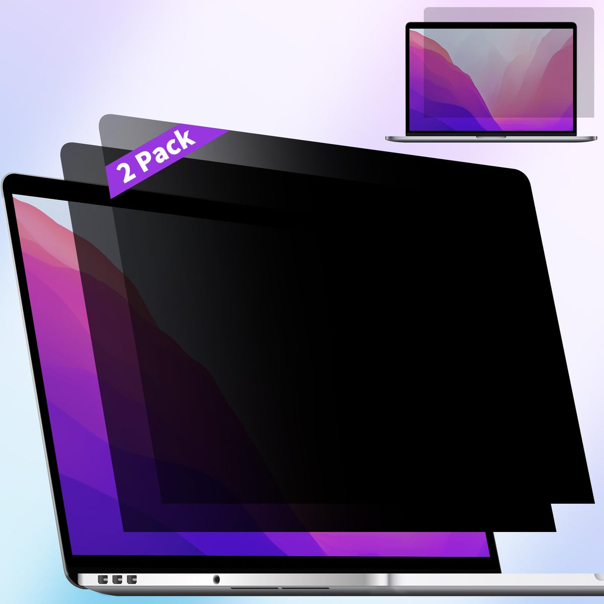 ANTOGOO V front packaging showing two privacy screens and included tools for quick setup and protection