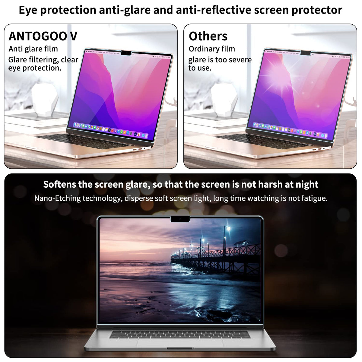 ANTOGOO V installed on MacBook Air 13.6 showing preserved clarity benefit