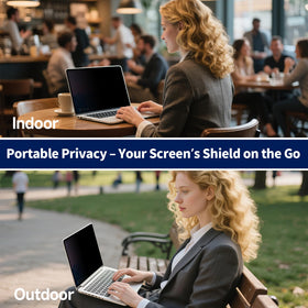 ANTOGOO V lifestyle image in café highlighting privacy and eye comfort while commuting