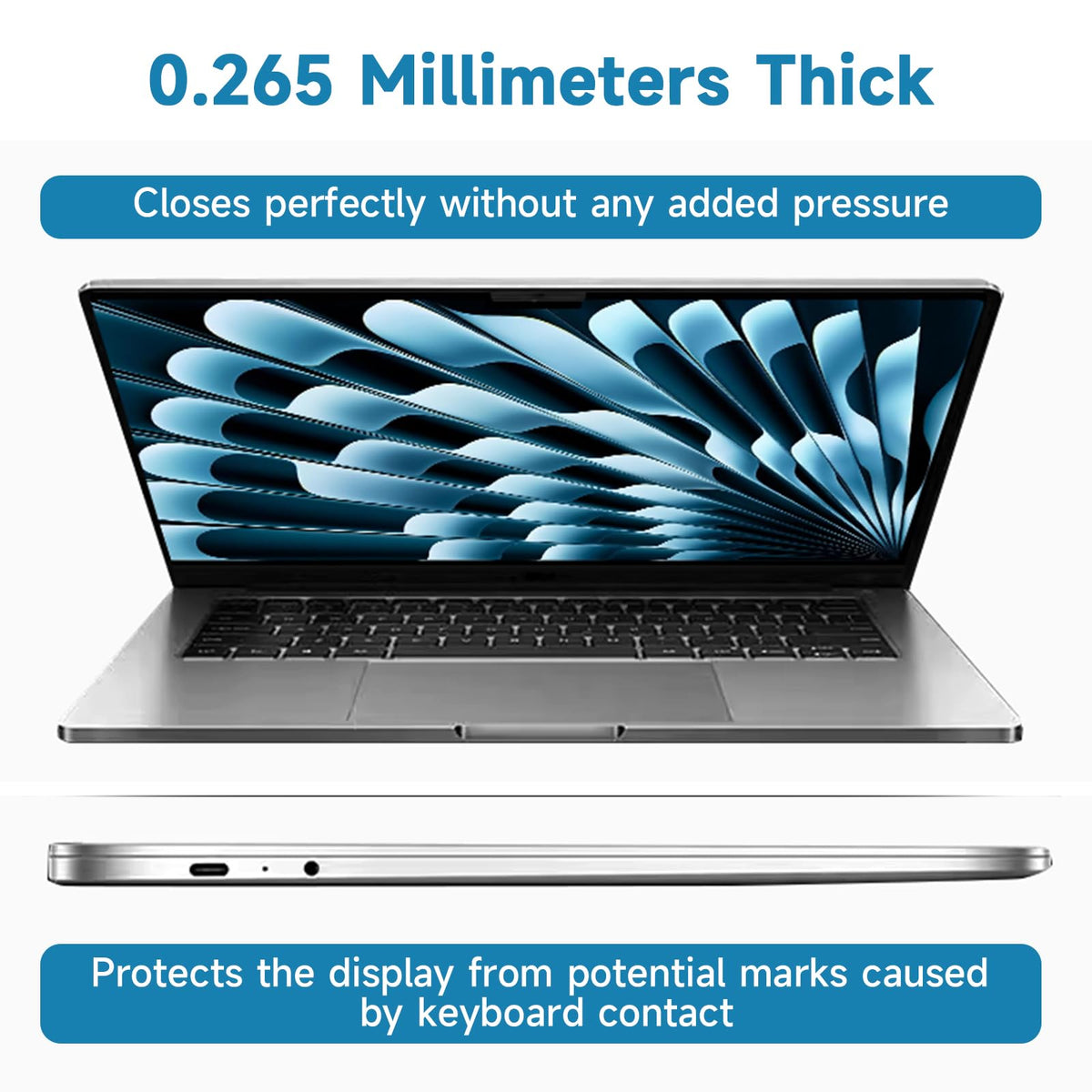 ANTOGOO V MacBook Air anti-scratch film protects against daily wear.