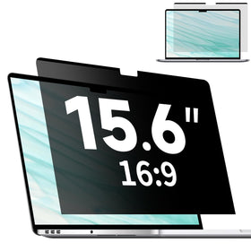 ANTOGOO V magnetic privacy screen on a 15.6-inch laptop provides front visibility and side privacy.