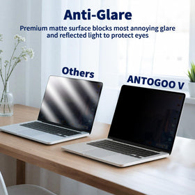 ANTOGOO V matte anti-glare privacy screen reduces reflections on MacBook Pro 14 inch.
