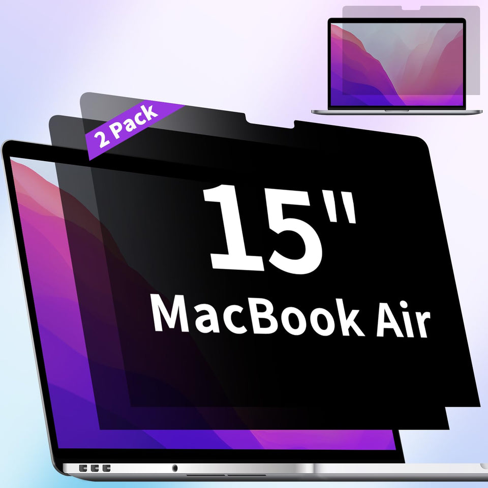 ANTOGOO V privacy screen for MacBook Air 15-inch front view provides privacy from side glances.