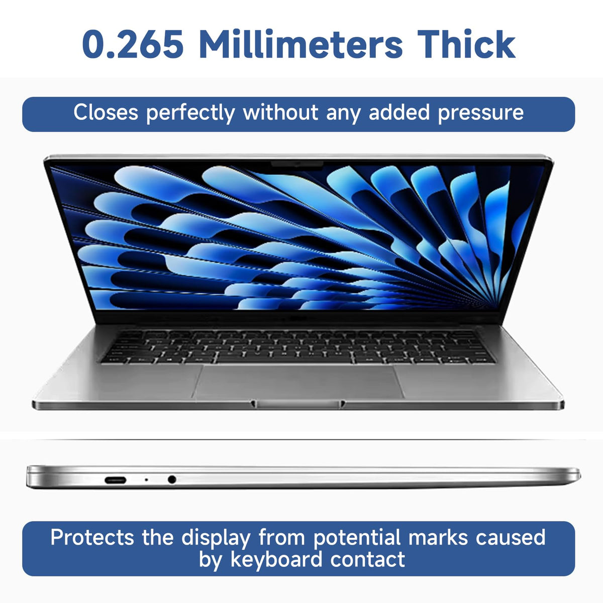 ANTOGOOV bubble-free installation preserves screen clarity on MacBook Air 15-inch.