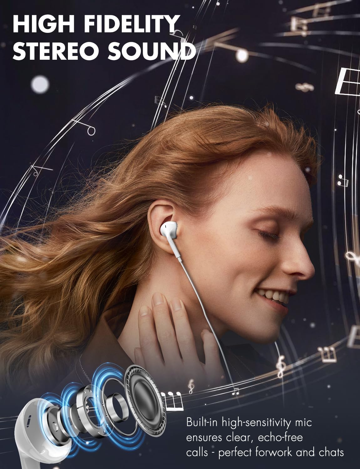 Antool USB-C headphones built-in mic reduces wind noise