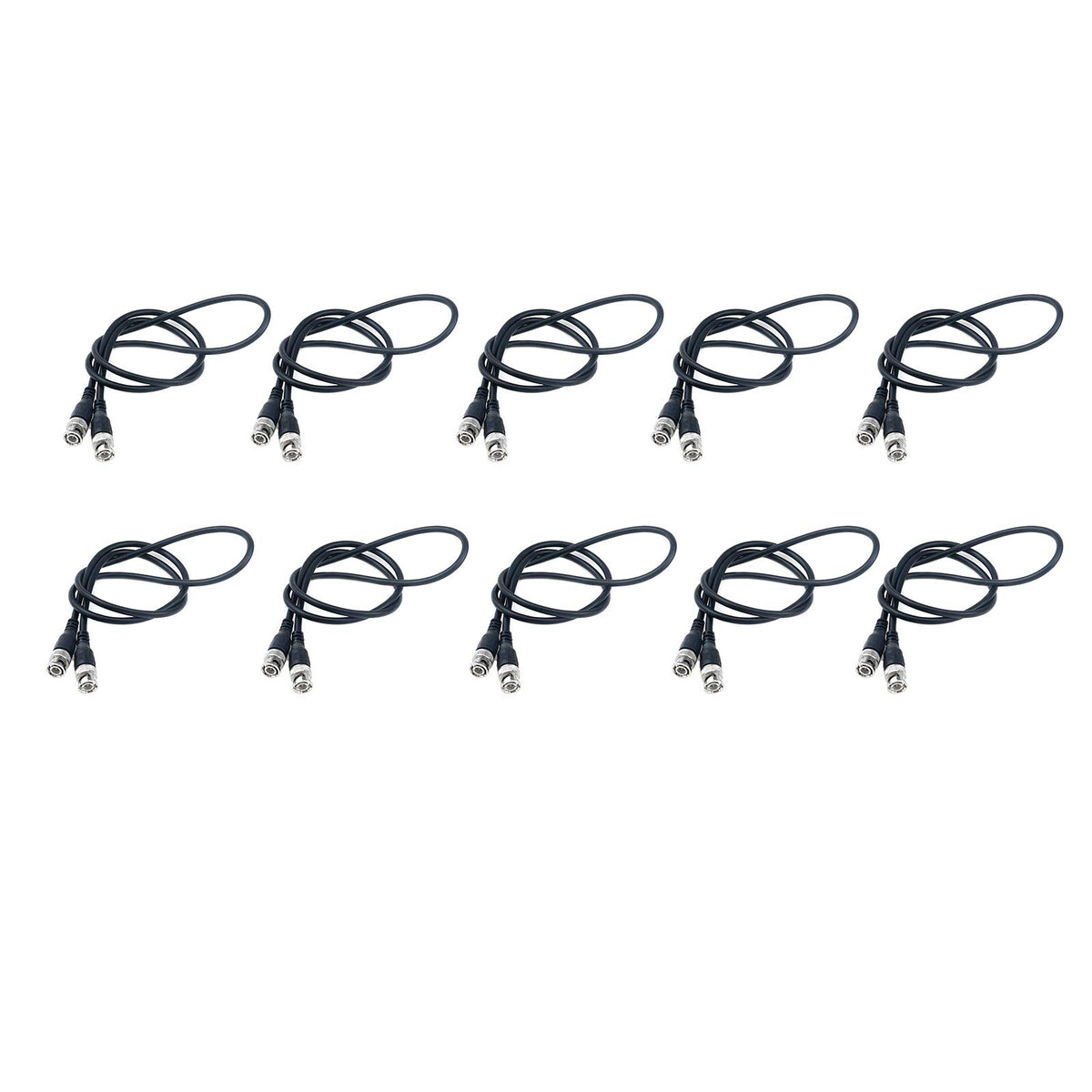 Antrader RG58 3ft BNC to BNC cable pack of 10 for stable video signals.