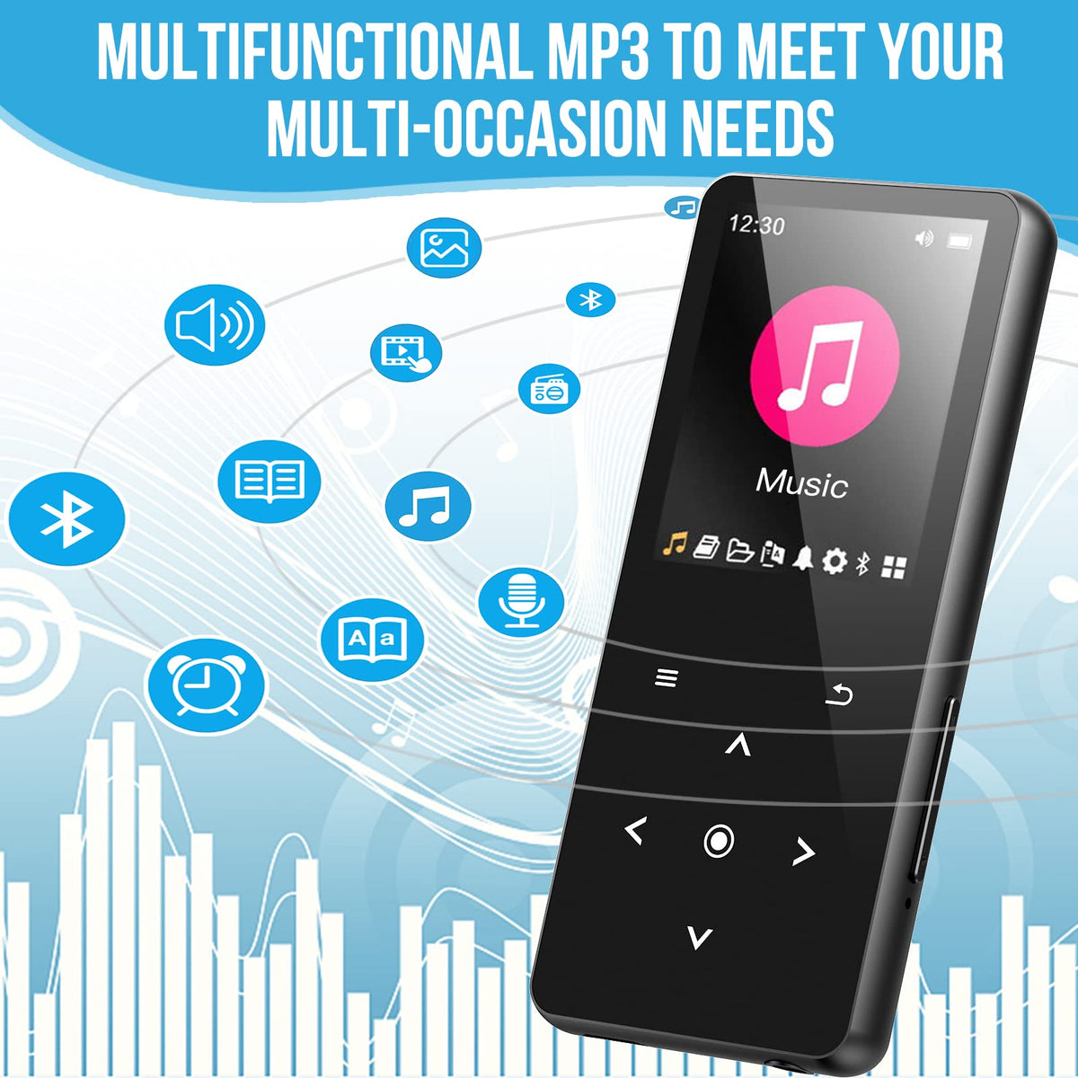 ANVOSCI MP3 Player built in HD speaker for cord free music.