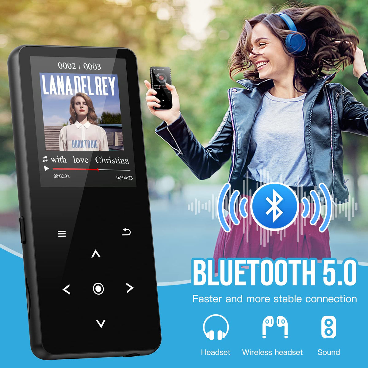ANVOSCI MP3 Player with FM radio and voice recorder for versatility.
