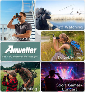 Anweller binoculars camera ergonomic-grip ensures comfortable long use.