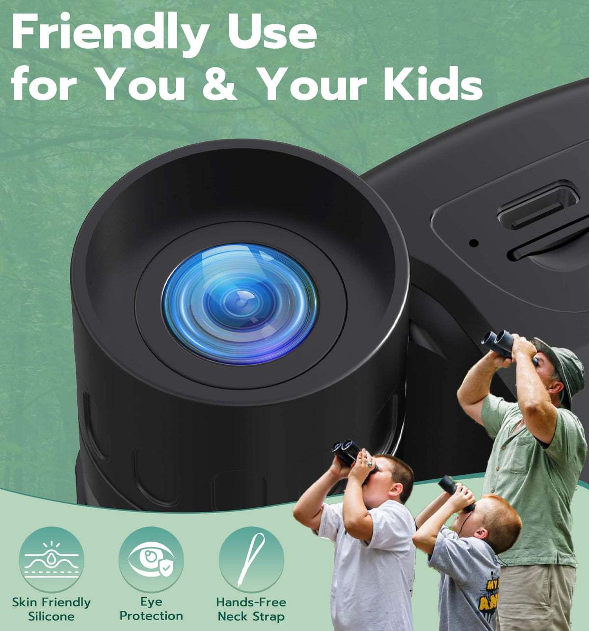 Anweller binoculars camera kid-friendly-design suits adults and children.