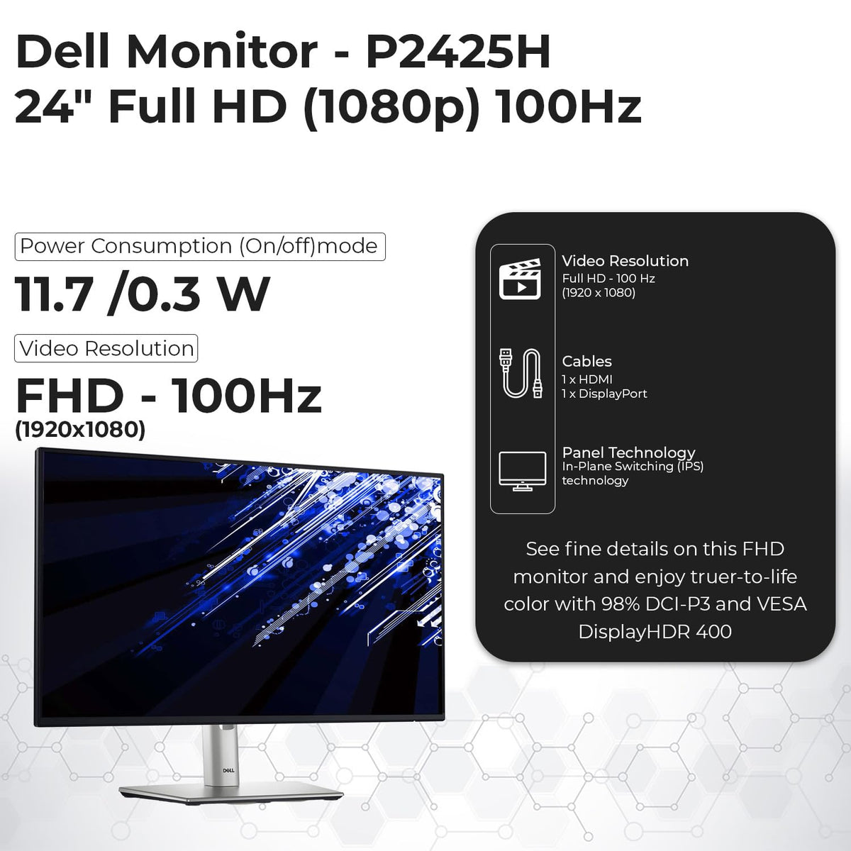 ANYHDD Dell P2425H IPS panel offers wide viewing angles for collaborative work