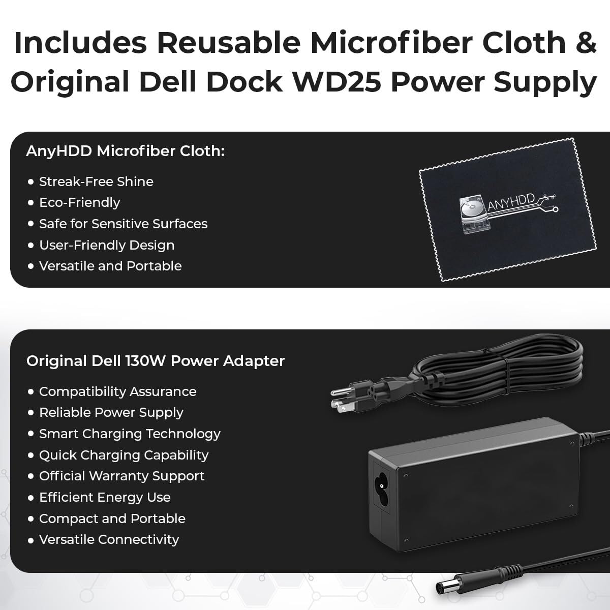 ANYHDD Dell Pro Dock WD25 workspace setup with laptop connected at the desk.