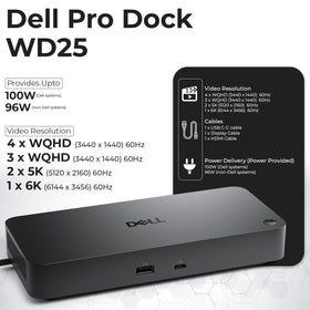 ANYHDD Dell Pro Dock WD25 supports dual 4K displays for crisp visuals.