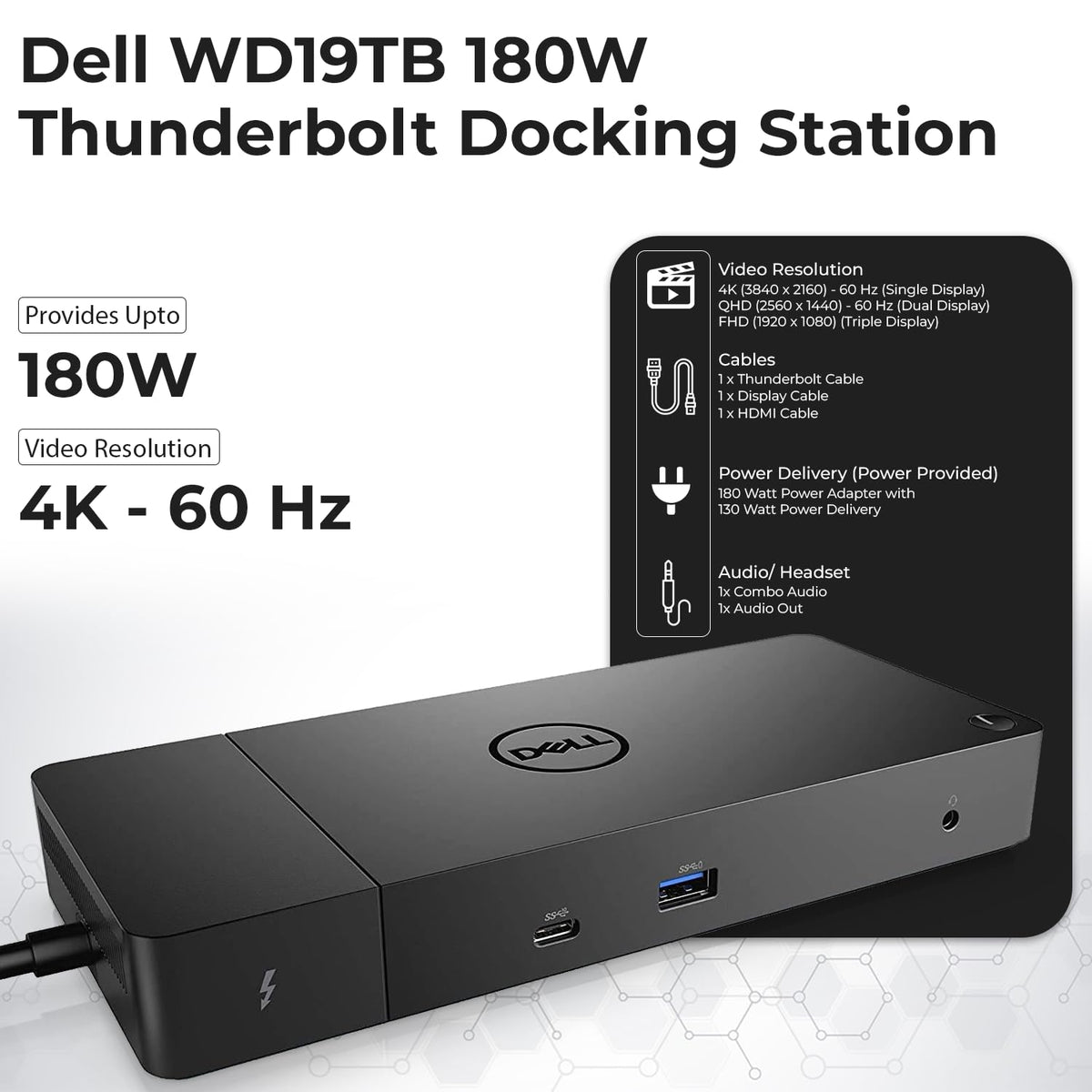 ANYHDD Dell WD19TB displayport ports enable high-resolution multi-monitor productivity.
