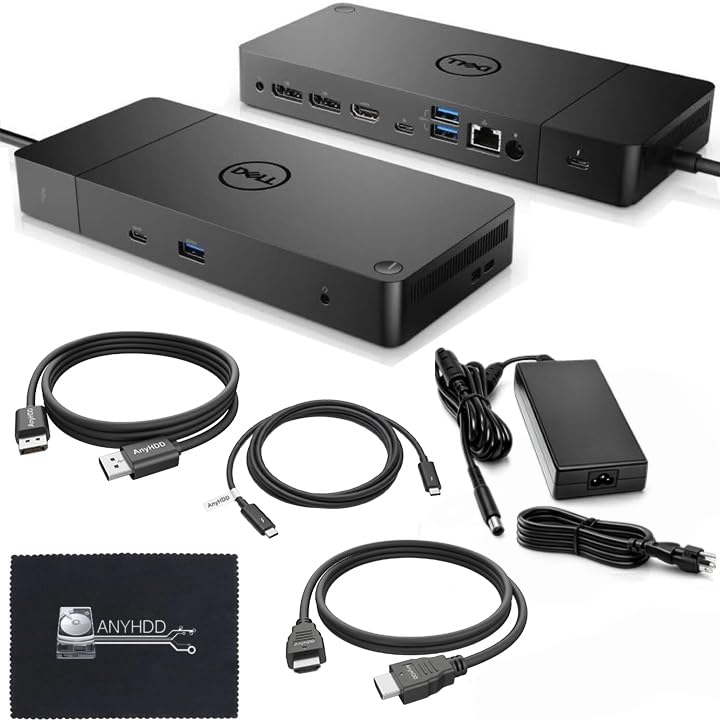 ANYHDD Dell WD19TB front view showcases accessible ports for easy daily setup.
