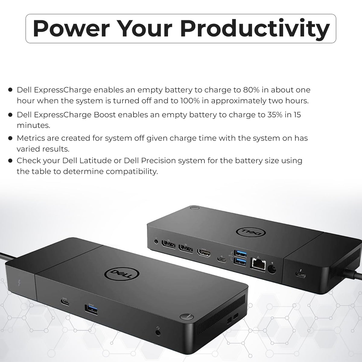 ANYHDD Dell WD19TB laptop on dock conveys seamless workspace efficiency.