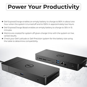 ANYHDD Dell WD19TB laptop on dock conveys seamless workspace efficiency.