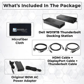 ANYHDD Dell WD19TB rear ports highlight versatile connectivity for multiple devices.