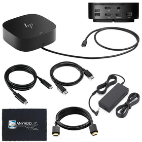 ANYHDD HP docking station with dual-monitor setup boosts multitasking efficiency.