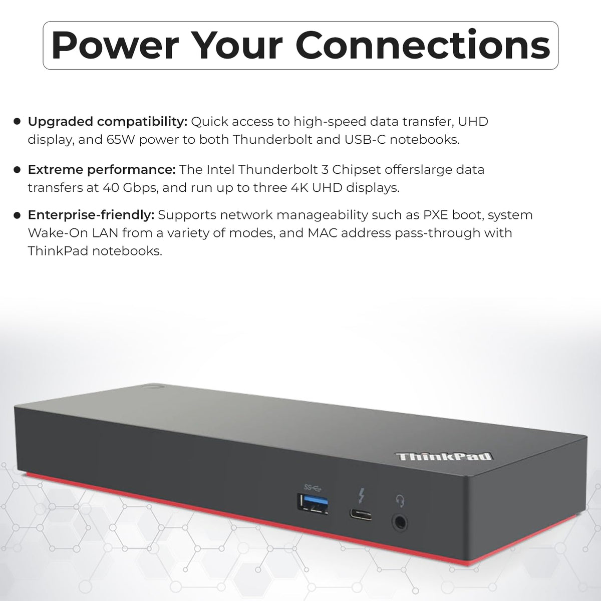 ANYHDD Lenovo dock back ports for a tidy, organized workspace.