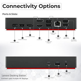 ANYHDD Lenovo docking station with 90W adapter powering a laptop.