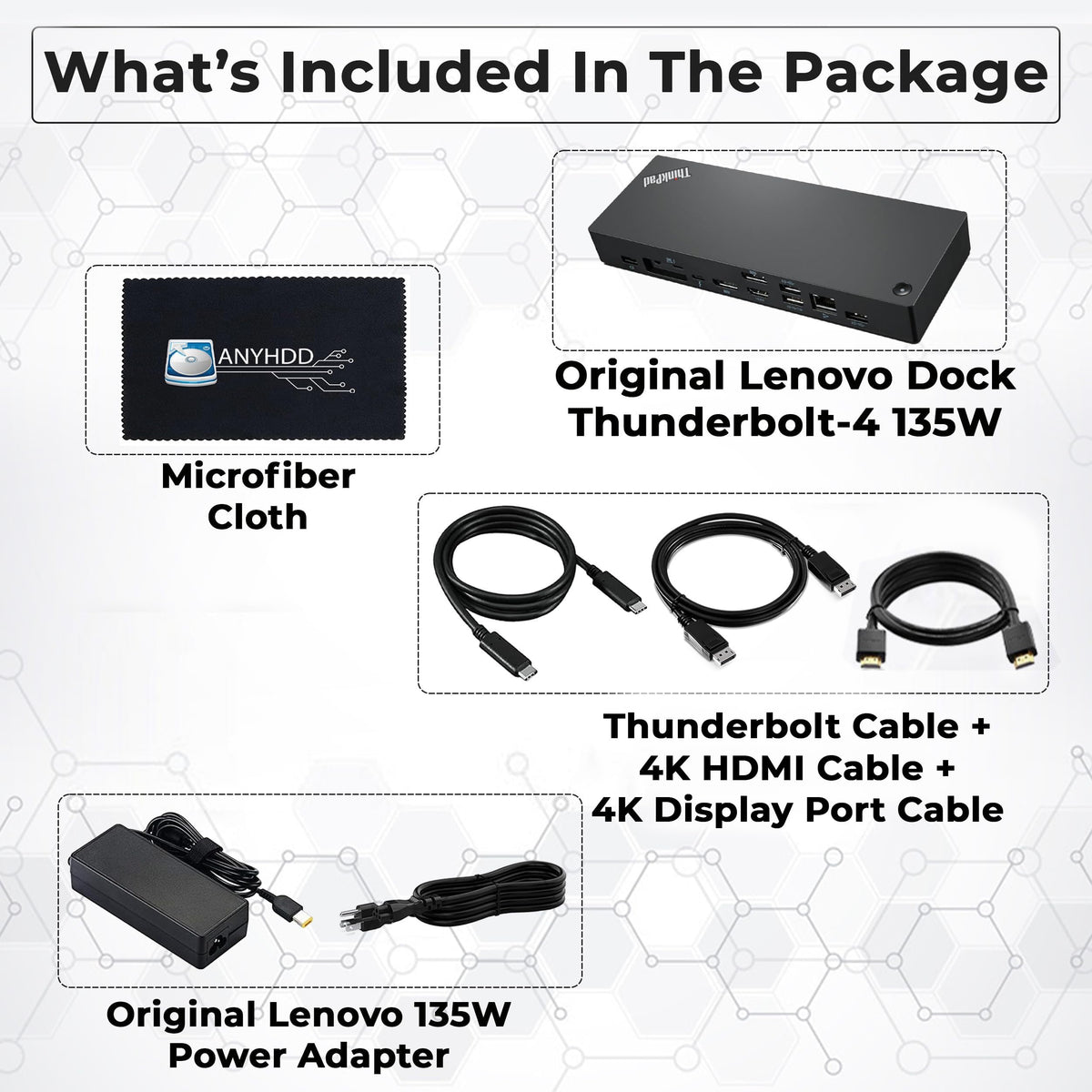 ANYHDD Thunderbolt 4 dock supports 8K and multiple 4K displays for crisp visuals.