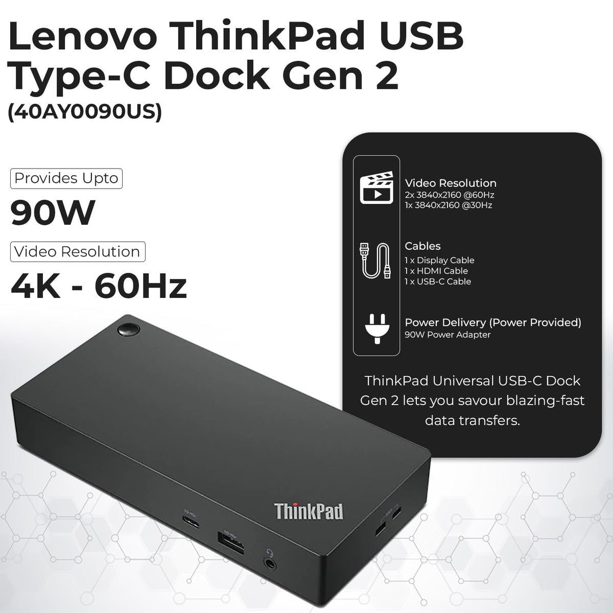 ANYHDD Thunderbolt 4 dock with HDMI and DisplayPort for clear external displays.
