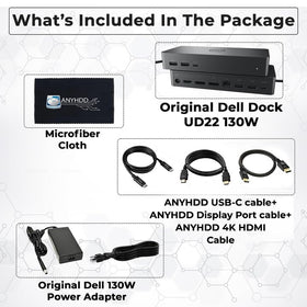 ANYHDD UD22 back panel shows ports for network and displays.