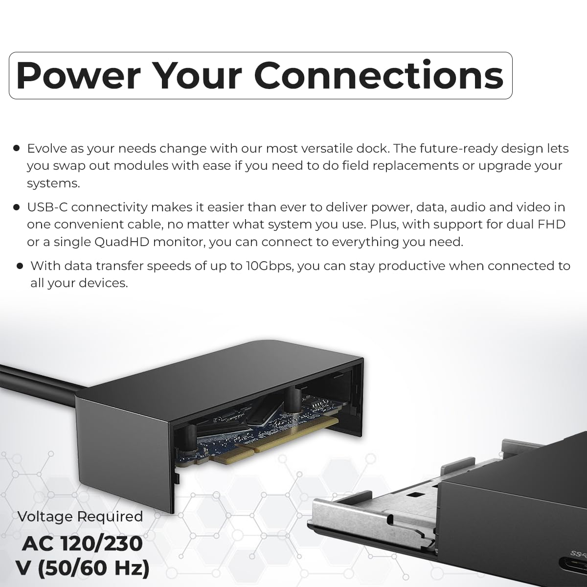 ANYHDD WD19 cables and devices connected for multi-display setup