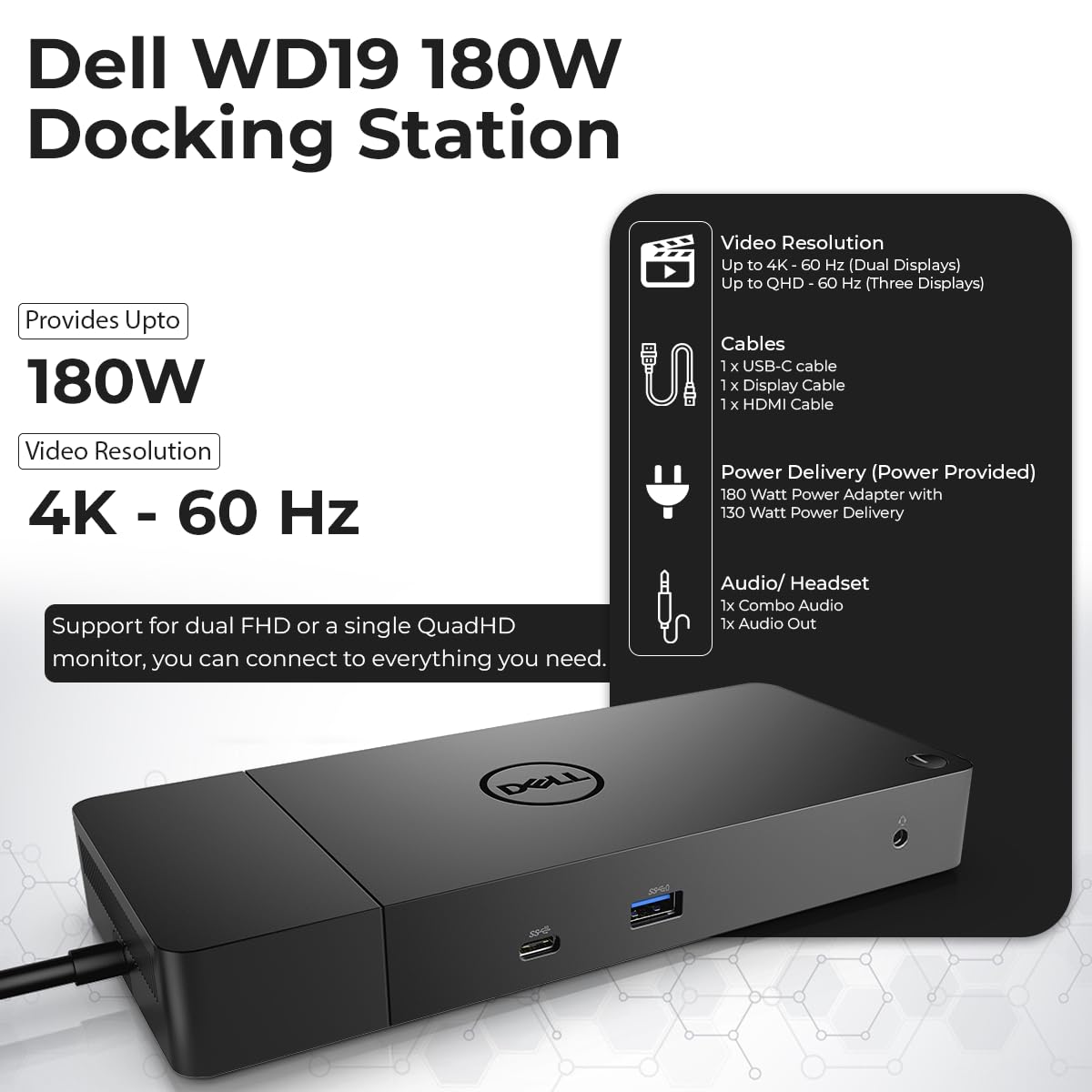 ANYHDD WD19 docking station ports array supporting multiple connections for productivity
