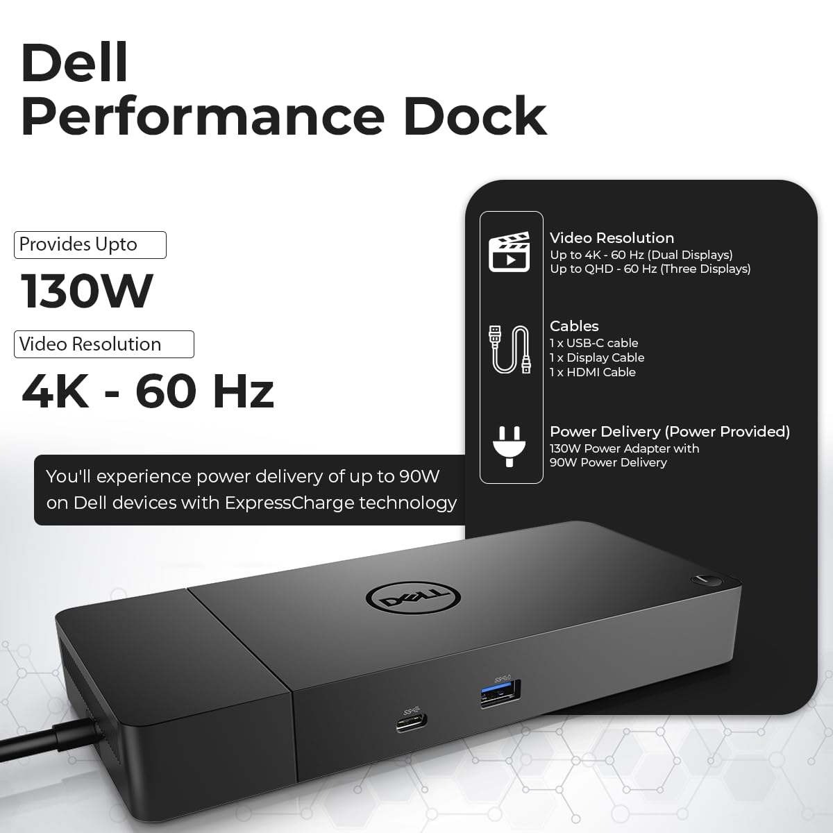 ANYHDD Dell WD19S 130W power delivery supports high-demand devices